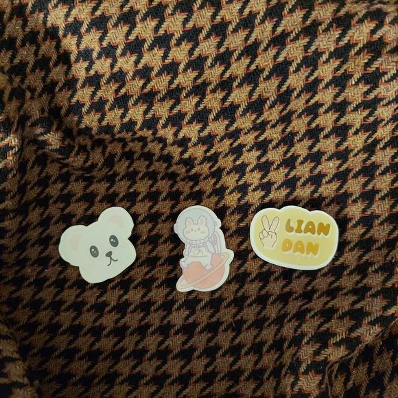 Houndstooth Crossbody Bag w/ 3 pins - Picture 3 of 10